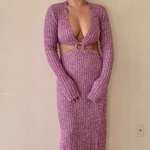 AFRM PINK CUT OUT MIDI KNIT DRESS SIZE MEDIUM